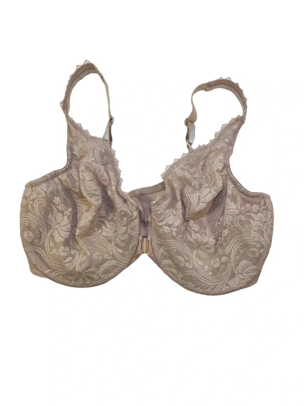 Glamorise WonderWire Front-Closure Stretch Lace Bra - Cafe, size 42F